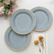 25 Pack | 8inch Dusty Blue Gold Rim Sunray Disposable Dessert Plates