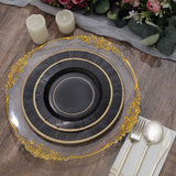 25 Pack | 8inch Black Sunray Gold Rimmed Dessert Appetizer Paper Plates, Disposable Party Plates