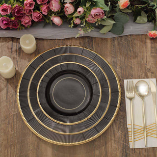 Create a Memorable Table Setting with Black Sunray Gold Rimmed Paper Plates