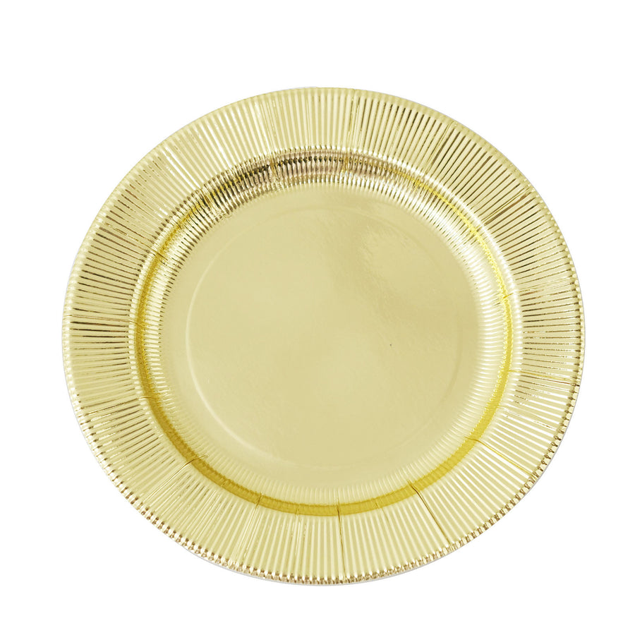 25 Pack | Gold Sunray 8inch Dessert Appetizer Paper Plates, Disposable Party Plates#whtbkgd