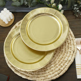 25 Pack | Gold Sunray 8inch Dessert Appetizer Paper Plates, Disposable Party Plates