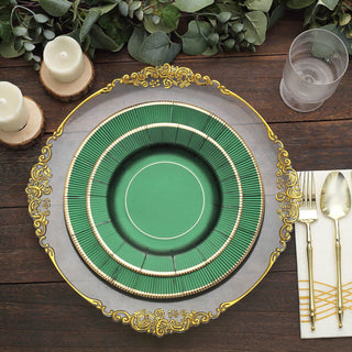 Elevate Your Event Decor with Emerald Green Sunray Dessert Appetizer Paper Plates