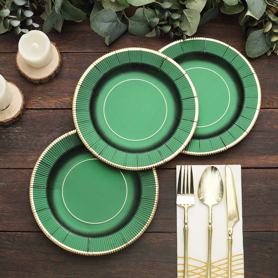 25 Pack | 8inch Hunter Emerald Green Sunray Dessert Appetizer Paper Plates