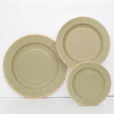25 Pack | 8inch Khaki Gold Rim Sunray Disposable Dessert Plates