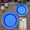 25 Pack | 8inch Royal Blue Sunray Gold Rimmed Dessert Appetizer Paper Plates, Disposable