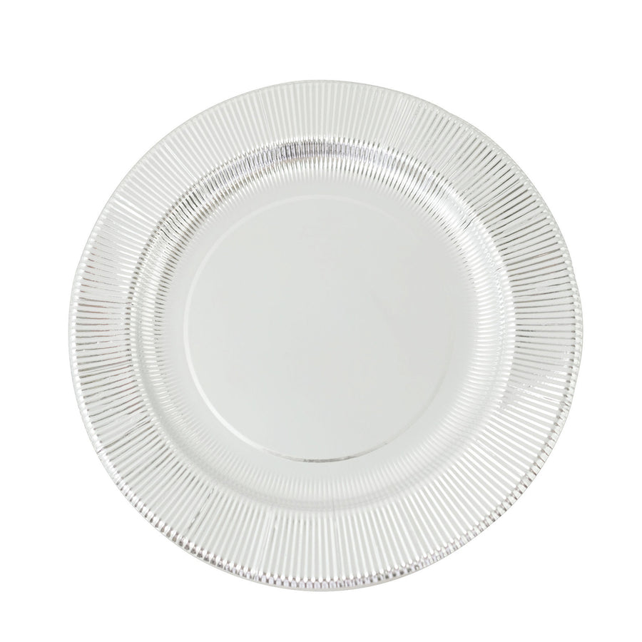 25 Pack | Silver Sunray 8inch Dessert Appetizer Paper Plates, Disposable Party Plates#whtbkgd