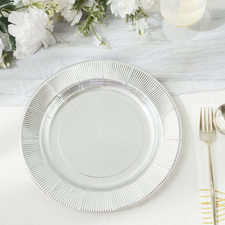 Elegant Silver Sunray Dessert Appetizer Paper Plates