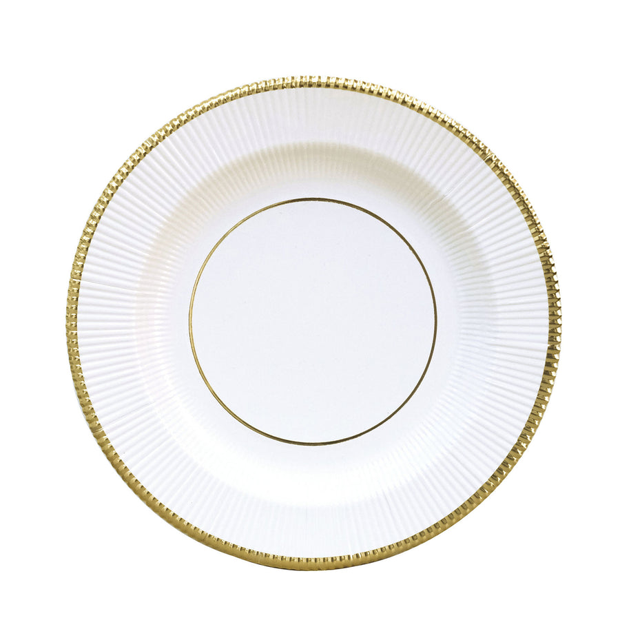 Sunray Gold Rimmed 8inch Dessert Appetizer Paper Plates, Disposable Party Plates - 350 GSM#whtbkgd