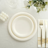 50 Pack | 9inch White Biodegradable Bagasse Dinner Plates,Disposable Sugarcane Party Plates

