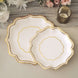 25 Pack | White/Gold 10inch Scallop Rim Dinner Party Paper Plates, Disposable Plates