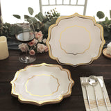 Elevate Your Table Decor with White/Gold Scallop Rim Paper Plates