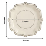 25 Pack | White/Silver 10" Scallop Rim Dinner Party Paper Plates, Disposable Plates - 300 GSM