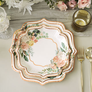 Create a Refined Table Setting with White Scallop Rim Salad Party Paper Plates