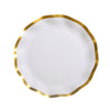 25 Pack | 10inch Matte White / Gold Wavy Rim Disposable Dinner Plates, Paper Party Plates#whtbkgd