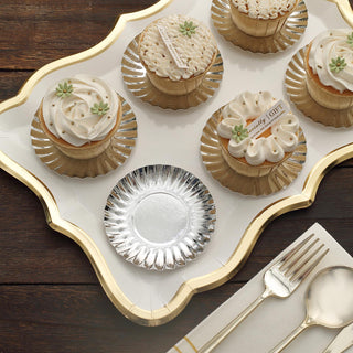 Add a Touch of Elegance to Your Event with Metallic Silver Scalloped Rim Mini Paper Party Plates