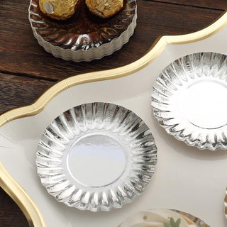 Convenience and Style Combined - Round Metallic Silver Disposable Dessert Plates