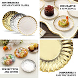 50 Pack | 3.5inch White / Gold Scalloped Rim Mini Paper Party Plates
