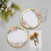 25 Pack | 7inch White Elegant Floral Design Gold Rim Paper Salad Plates