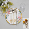 25 Pack | 9inch White Elegant Floral Design Gold Rim Party Paper Plates