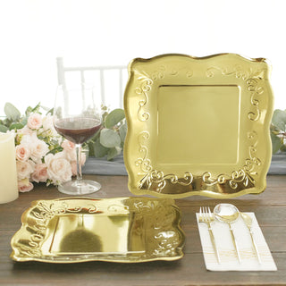 Create an Impressive Table Setting with Shiny Gold Square Vintage Dinner Plates