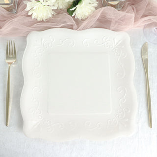 White Square Vintage Dinner Plates for Elegant Events