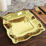 Vintage Dessert Paper Plates, Metallic Pottery Embossed Party Plates With Scroll Design Edge