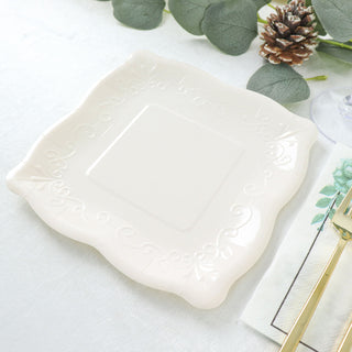 Enhance Your Table Settings with White Pottery Embossed Plates