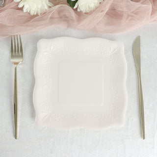 White Square Vintage Appetizer Plates for Stylish Events