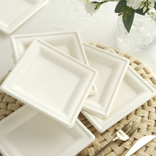 Convenient and Compostable White Square Party Plates