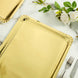 10 Pack | Metallic Gold 15inch Paper Cardboard Serving Trays, Rectangle Party Platters Scalloped Rim
