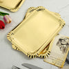 10 Pack | Metallic Gold 9inch Paper Cardboard Serving Trays Rectangle Party Platters Scalloped Rim
