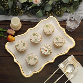Stunning White / Gold Rim Disposable Party Platters