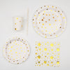 120 Pcs White/Gold Stars Disposable Party Supplies Kit, Paper Plates Cups Napkins Tableware#whtbkgd