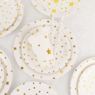 Create a Stunning Event with White Gold Stars Disposable Dinnerware Set
