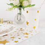 120 Pcs White Gold Stars Disposable Dinnerware Set, Paper Plates Cups Napkins Tableware Combo Pack