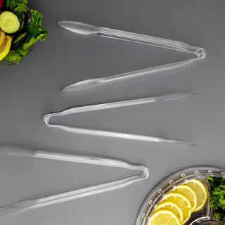 Clear 12" Plastic Serving Tongs for Stylish and Organized Buffets