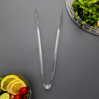 Clear 12" Plastic Serving Tongs: The Perfect Addition to Your Event Decor