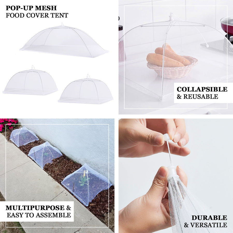 3 Pack | Pop-up Mesh Food Cover Umbrella Tents, Plant and Food Protector For Outdoor Parties BBQ