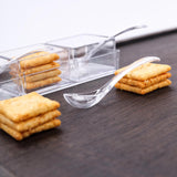 6 Pack | Clear 3-Section Plastic Condiment Sauce Dish Tray With Mini Spoons Set