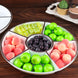 4 Pack | 12" White Plastic Serving Trays, Disposable Food Trays 6-Compartment With Silver Rim