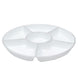 4 Pack | 12" White Plastic Serving Trays, Disposable Food Trays 6-Compartment With Silver Rim