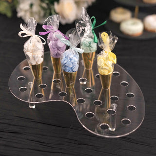 Clear 35-Slot Acrylic Ice Cream Cone Display Stand - Showcase Your Delicious Treats