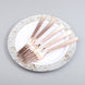 24 Pack | Rose Gold Hammered Style 7inch Heavy Duty Plastic Forks, Plastic Silverware