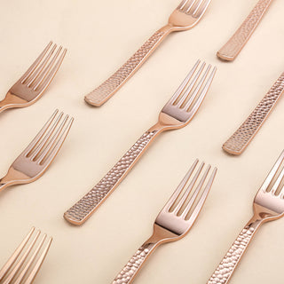 Dine in Style with Heavy Duty Rose Gold Plastic Silverware