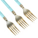 24 Pack | Gold 7inch Heavy Duty Plastic Forks with Blue Handle, Plastic Silverware
