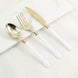 24 Pack | Gold 7inch Heavy Duty Plastic Forks with White Handle, Plastic Silverware
