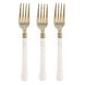 24 Pack | Gold 7inch Heavy Duty Plastic Forks with White Handle, Plastic Silverware#whtbkgd