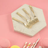 24 Pack | Gold Mini 4inch Heavy Duty Plastic Dessert Forks, Appetizer Forks