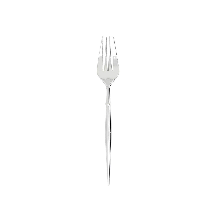 24 Pack Silver 8inch Heavy Duty Plastic Forks Modern Flatware, Premium Disposable Plastic Silverware