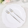Glossy Silver Heavy Duty Plastic Silverware Forks, Shiny Cutlery, Premium Disposable Flatware